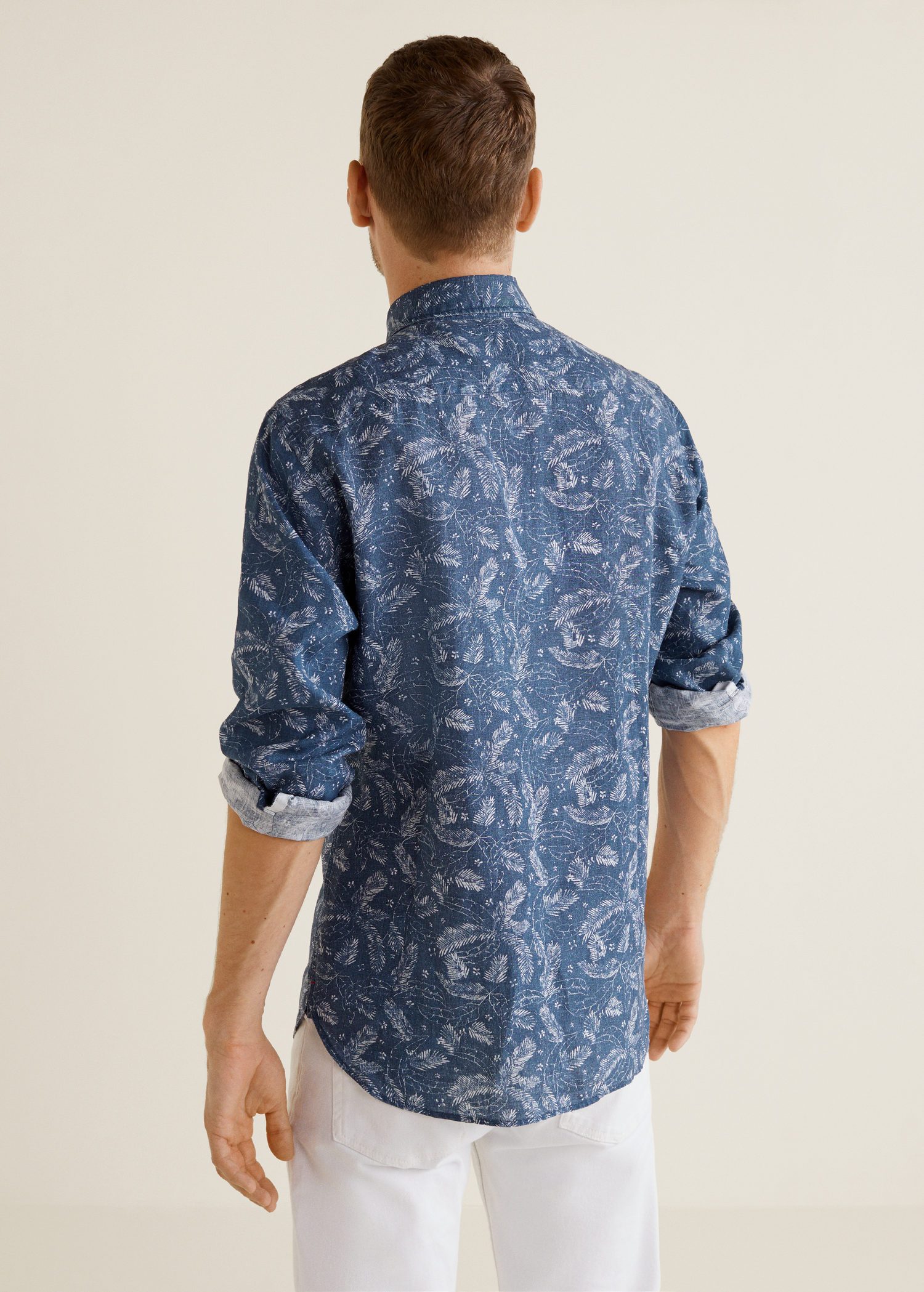 Slim-fit leaf-print linen shirt - Imagen 2